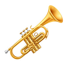 Fototapeta premium Golden Trumpet Illustration. Musical Instrument Symbolizing Jazz And Classical Music Isolated On Transparent Background
