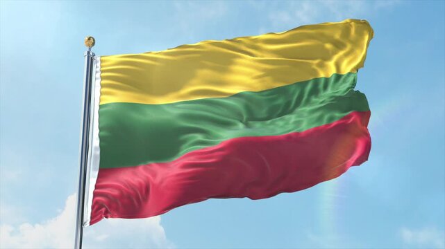 4K Lithuania flag waving in the wind - realistic Lithuania flag animation in high resolution, perfect for Lithuania national day, independence, travel and patriotic video projects