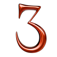 Fototapeta premium Alphabet number and symbol 3D word Metallic Copper Red Chrome Emblem