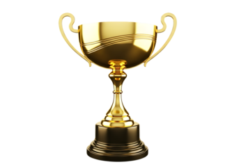 Golden trophy cup on a black background symbol of success