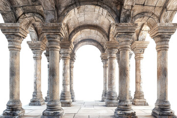 Obraz premium Ancient Stone Columns And Arches In Classical Architecture. Historical And Cultural Significance Isolated On Transparent Background