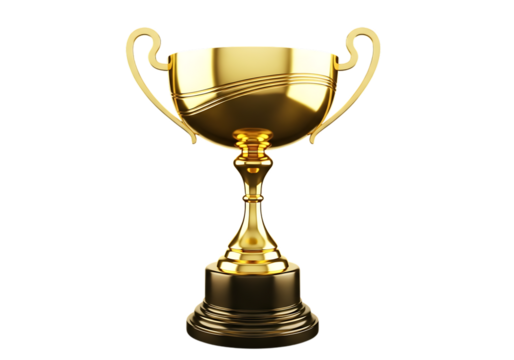 Golden trophy cup on a black background symbol of success - Powered by Adobe