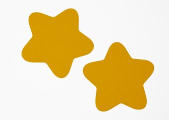 Two Golden 3D Stars Isolated on White Representing Two-Star Rating, Below Average Quality, Duo, Achievement, and Simple Decoration