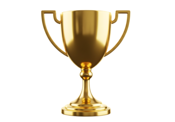 Shiny golden trophy cup isolated on black background reward concept