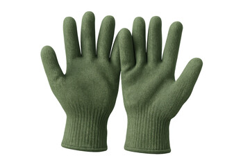 Obraz premium Pair of soft green wool gloves, ideal for keeping hands warm during cold weather, outdoor work, or gardening