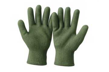 Pair of soft green wool gloves, ideal for keeping hands warm during cold weather, outdoor work, or gardening