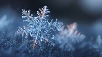 frozen snowflake close-up macro shot,