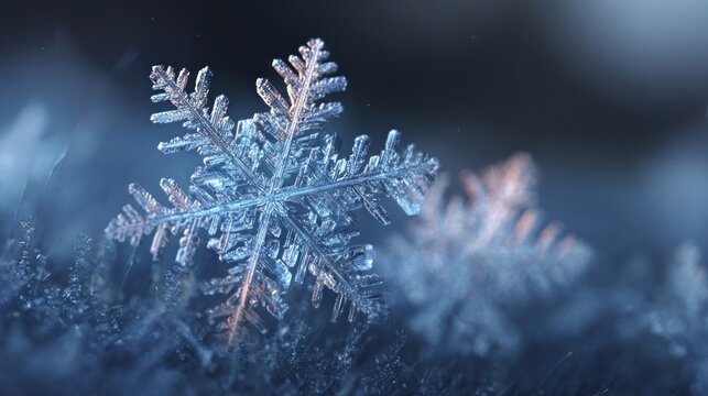 frozen snowflake close-up macro shot,