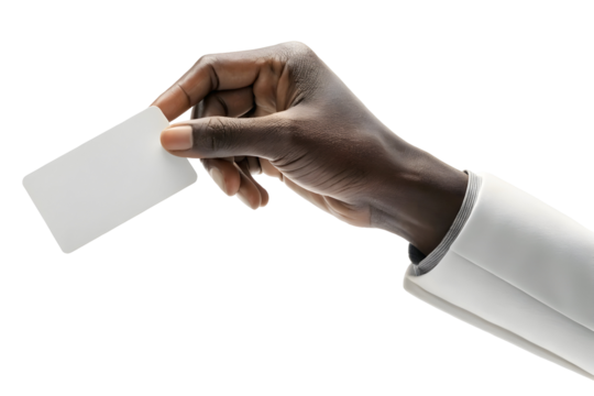 Hand Holding Blank Business Card on Isolated on transparent background, png