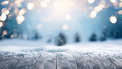 Christmas Winter Background With Snow And Blurred Bokeh Merry Christmas And Happy New Year Greeting Card With Copy Space
