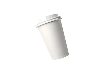 White Disposable Coffee Cup with Lid &ndash; Eco Takeaway Paper Cup Mockup, Isolated on transparent background, png