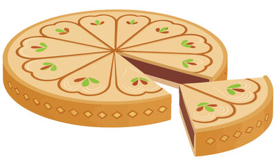 Delicious and festive illustrations of chocolate and cream pies decorated with clover leaf patterns and heart designs. Perfect for St. Patrick’s Day, food blogs, dessert menus, bakery branding .