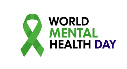 World mental health day awareness ribbon for mental health support and mental health awareness campaign day