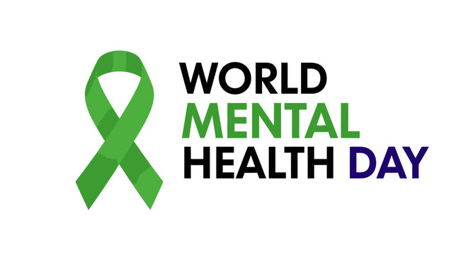 World mental health day awareness ribbon for mental health support and mental health awareness campaign day - Powered by Adobe