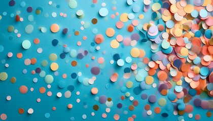 Confetti Scattered On The Light Blue Background Bright Dots On The Background