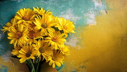 A Vibrant Bouquet Of Yellow Daisy Flowers On A Bright Beautiful Grunge Background