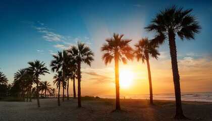 Palm Trees At Sunset