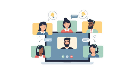 Diverse remote team engaging in dynamic video conference for efficient online business meetings, fostering seamless collaboration and virtual communication from various locations