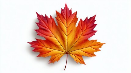 A vibrant and colorful autumn maple leaf with shades of orange, red, and yellow. Ideal for seasonal themes, nature projects, and decorative purposes, showcasing the beauty of fall.