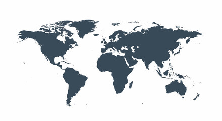 Fototapeta premium Minimalist World Map Vector Illustration - Flat Design