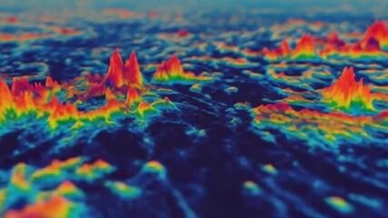 Vivid Abstract Topographic Heatmap Terrain With Neon Peaks And Fluid Contours In Blue Red And Yellow - Powered by Adobe