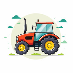 Obraz premium Tractor Vehicle Vector Illustration