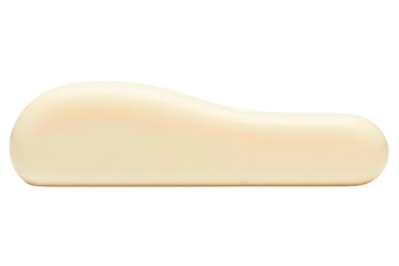 Single piece of smooth and elongated pulled curd style cheese isolated on transparent background