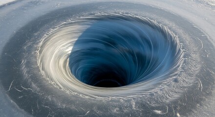 Mysterious Vortex in Ice Abstract Hole in Surface with Surreal Concept, and Digital Art.