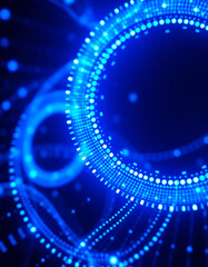 Radiating concentric circles with neon signals, abstract illustration of wireless communication.