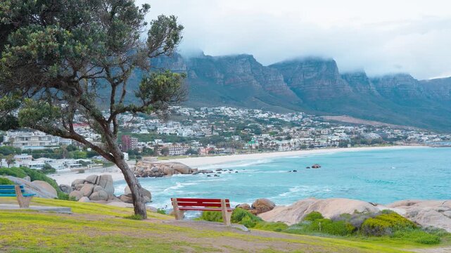 Beautiful bay town, Cape Town, South Africa, cloudy and windy