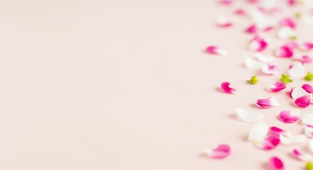 Petal Symphony: Delicate rose petals cascade across a soft-toned canvas, forming an elegant floral pattern. Capturing the essence of romance, freshness, and natural beauty. 