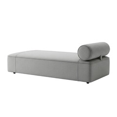 Modern Grey Chaise Lounge with Bolster Pillow isolated on a transparent background