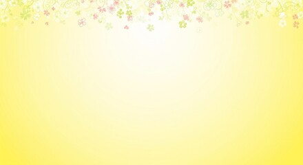 Abstract Floral Springtime: A vibrant, abstract arrangement of pastel-colored floral blossoms floats gracefully against a bright, gradient yellow backdrop.