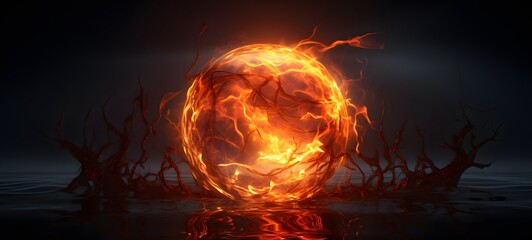 silhouette of fire ball ,generative AI