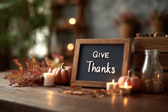 Inviting Fall-Themed Chalkboard Scene with Pumpkins, Leaves, and Soft Candlelight