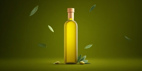 Elegant olive oil bottle display studio setting product photography minimalist background focus on quality