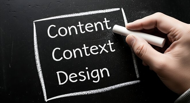 Hand writing content context design on a blackboard with chalk