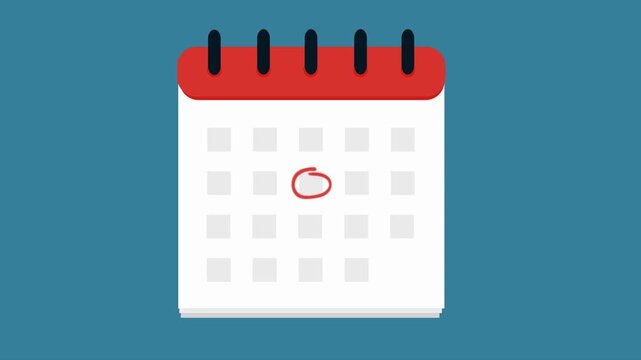 Simple Flat Design Calendar Icon with Red Header date schedule
