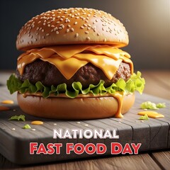Juicy Cheeseburger with Melted Cheese for National Fast Food Day