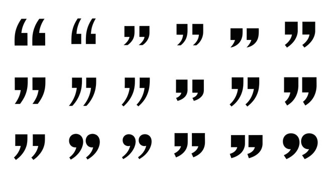 Close-up of black quotation marks arranged on a white background