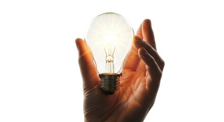 Hand holding light bulb idea innovation creativity inspiration concept energy solution bright light success