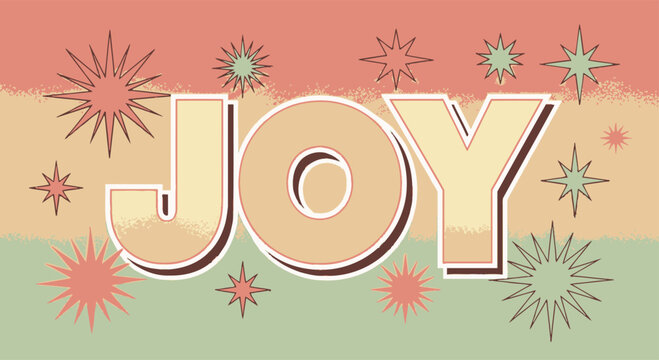 Joyful retro design with sparkling stars and bold typography for celebrations.