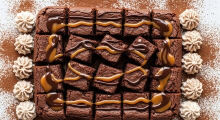 Deliciously Rich Chocolate Brownies Drizzled with Caramel Sauce, A Perfect Dessert Treat