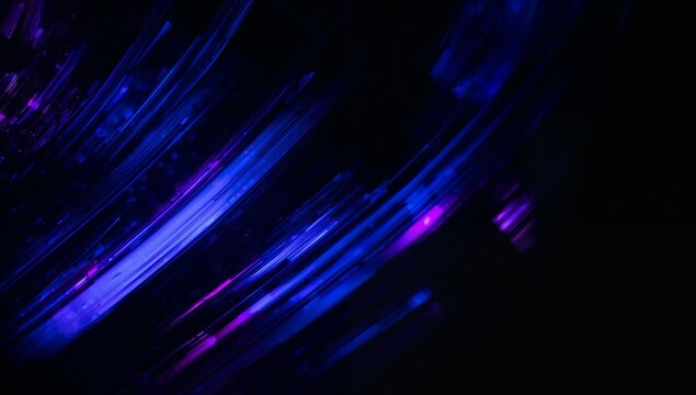 Abstract Blue and Purple Line Array on Dark Backdrop, Dynamic Composition.