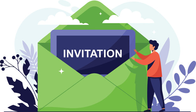 Send event invitations with vibrant green envelope design for a unique personal touch online now