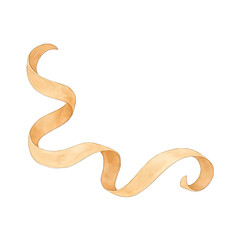 Light brown curled ribbon with soft texture on white
