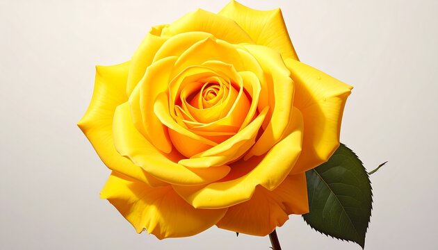 A Stunning Yellow Rose in Full Bloom Against a Soft, Neutral Background