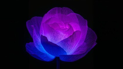 Naklejka premium Abstract Floral Form, Illuminated in Neon Hues Against a Dark Backdrop.