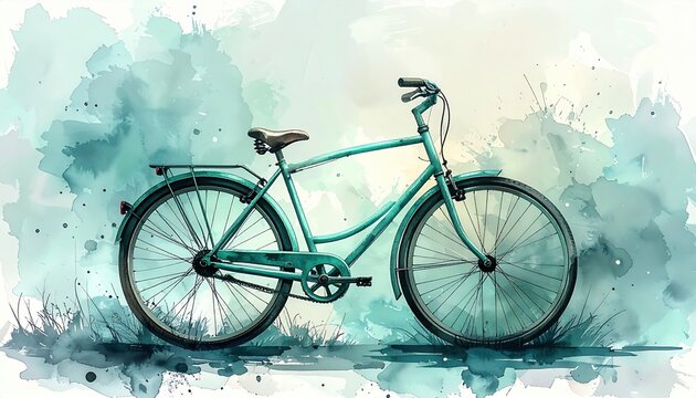 Watercolor illustration of vintage bicycle symbolizing freedom simplicity and sustainable living concept in art travel and eco lifestyle design inspiration