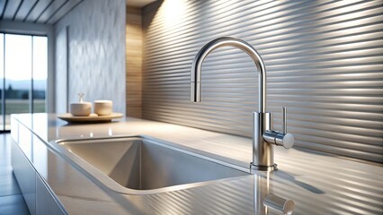 Sleek Modern Kitchen Faucet and Integrated Sink Design in a Contemporary Setting